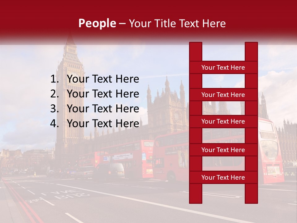 A Red Double Decker Bus Driving Past Big Ben PowerPoint Template