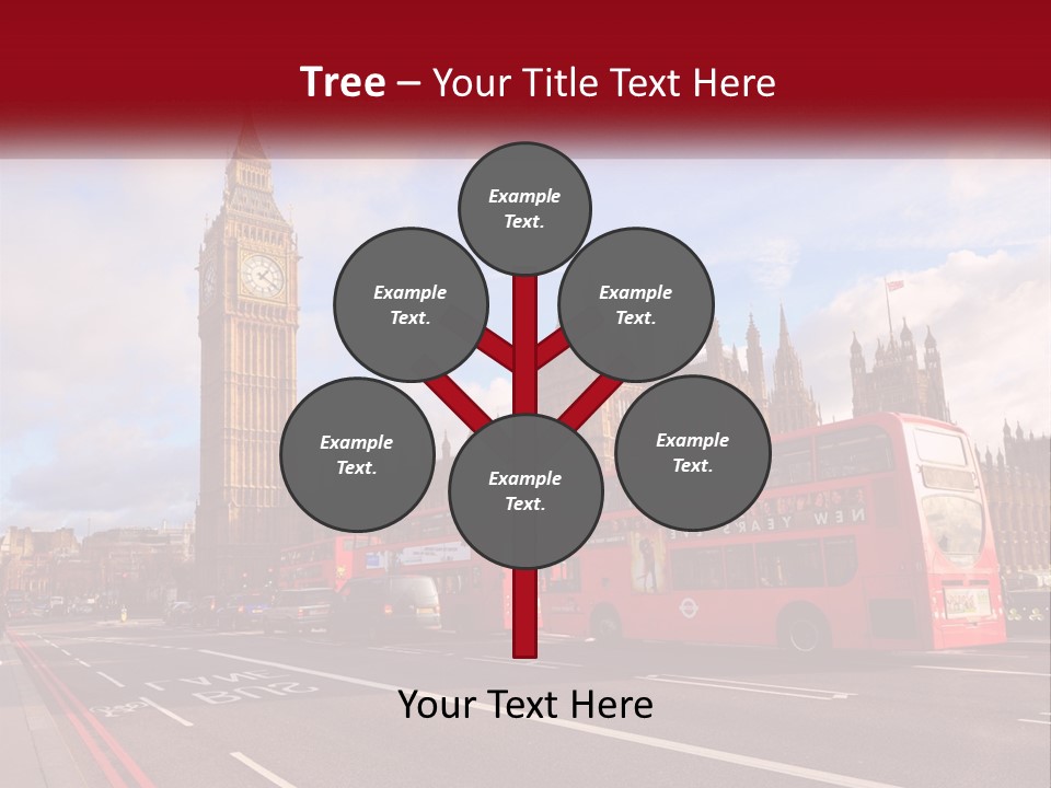A Red Double Decker Bus Driving Past Big Ben PowerPoint Template
