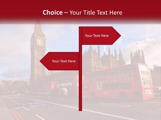 A Red Double Decker Bus Driving Past Big Ben PowerPoint Template