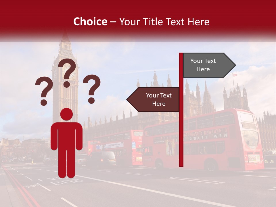 A Red Double Decker Bus Driving Past Big Ben PowerPoint Template