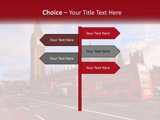 A Red Double Decker Bus Driving Past Big Ben PowerPoint Template