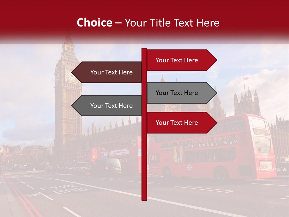 A Red Double Decker Bus Driving Past Big Ben PowerPoint Template