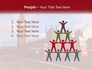 A Red Double Decker Bus Driving Past Big Ben PowerPoint Template