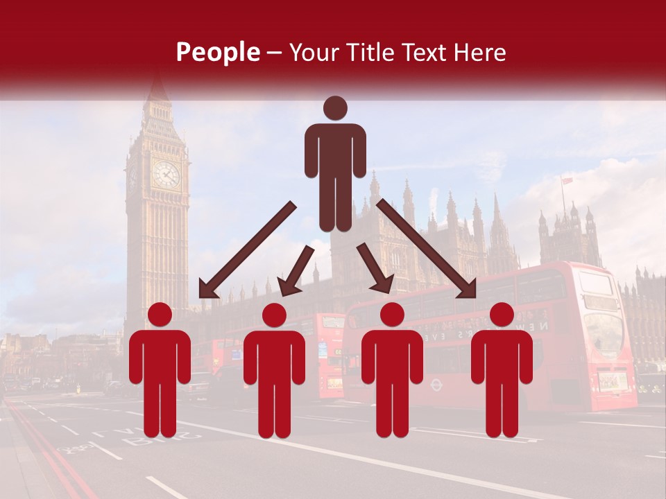 A Red Double Decker Bus Driving Past Big Ben PowerPoint Template