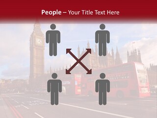 A Red Double Decker Bus Driving Past Big Ben PowerPoint Template