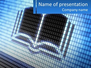 A Computer Screen With A Book On It PowerPoint Template