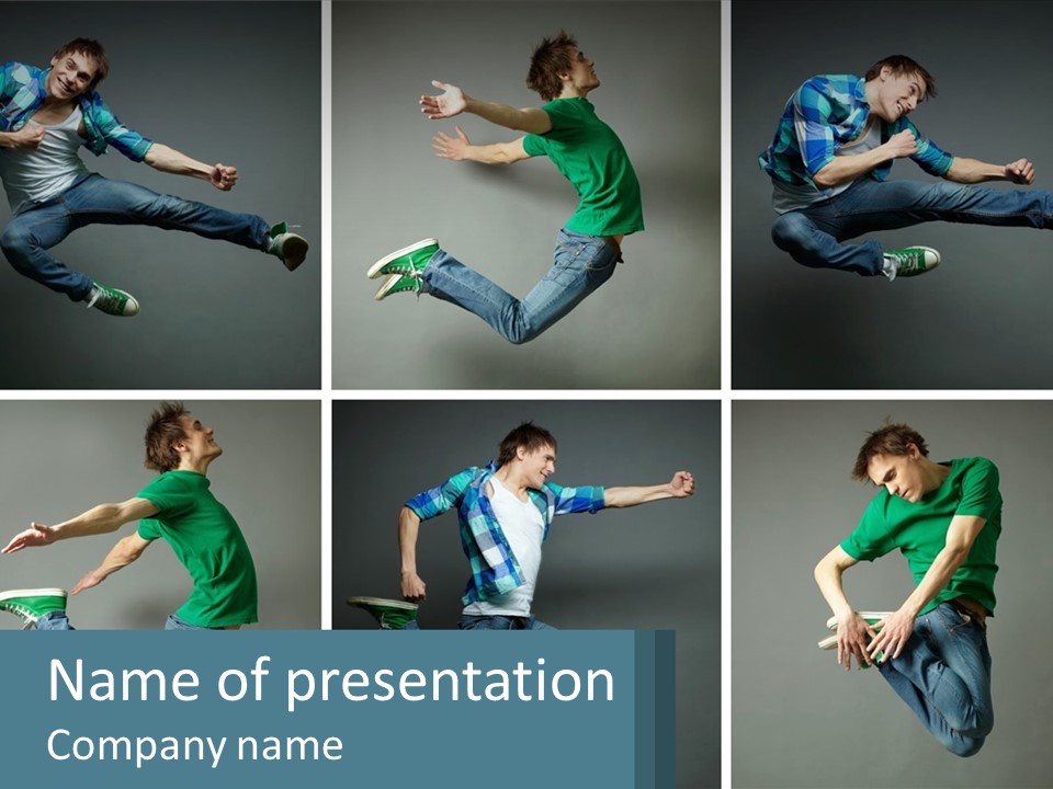 A Collage Of Photos Of A Young Man Jumping In The Air PowerPoint Template