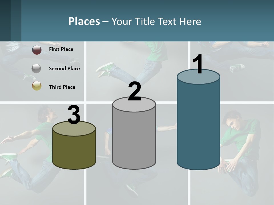 A Collage Of Photos Of A Young Man Jumping In The Air PowerPoint Template