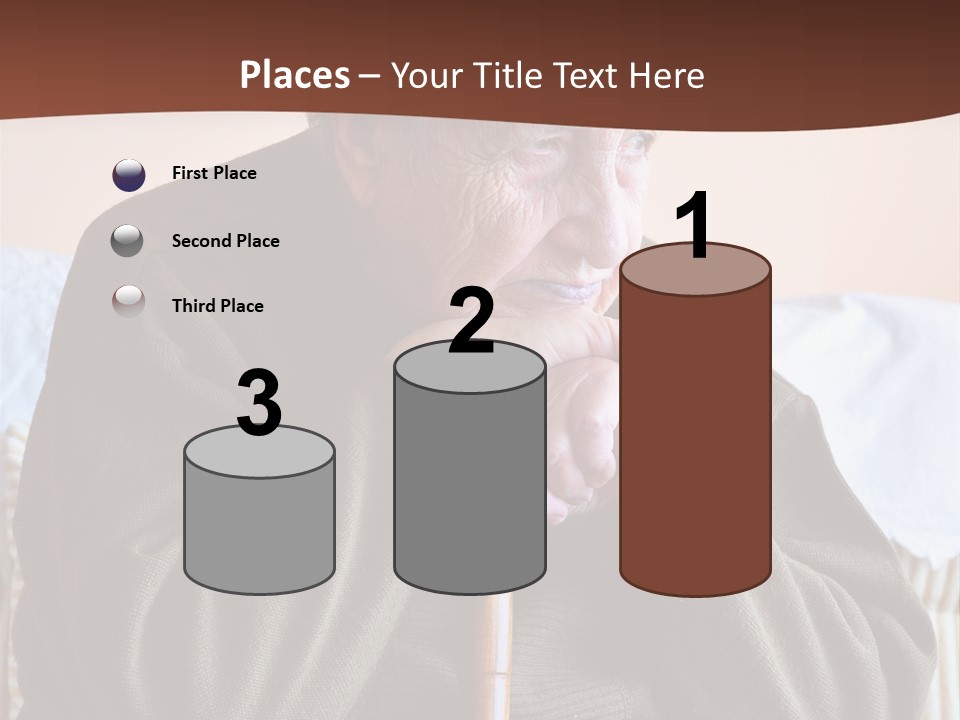 An Elderly Woman Sitting On A Couch With A Cane PowerPoint Template