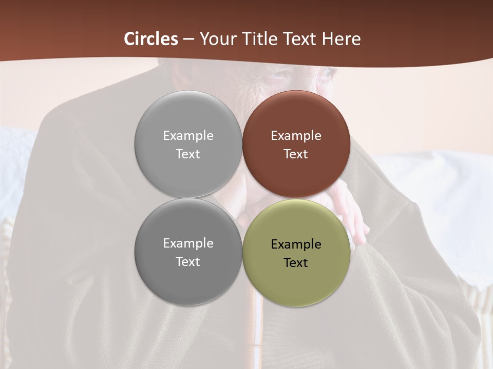 An Elderly Woman Sitting On A Couch With A Cane PowerPoint Template