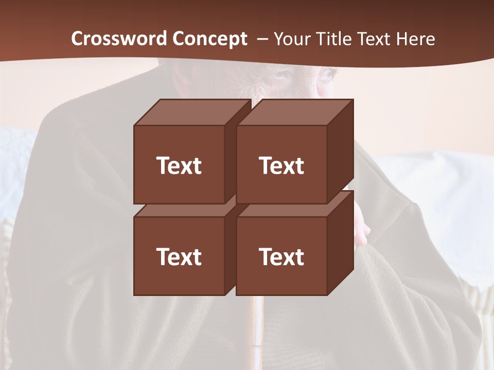 An Elderly Woman Sitting On A Couch With A Cane PowerPoint Template