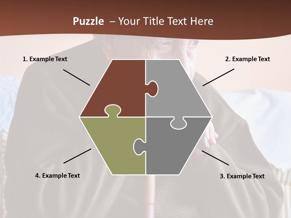 An Elderly Woman Sitting On A Couch With A Cane PowerPoint Template