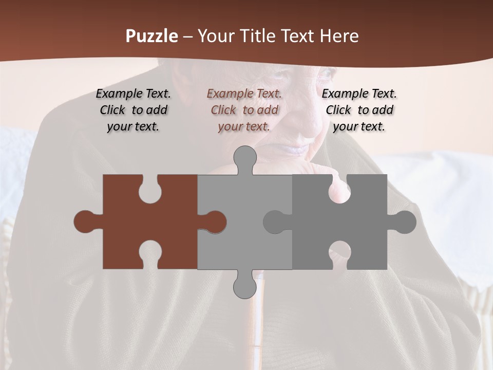 An Elderly Woman Sitting On A Couch With A Cane PowerPoint Template