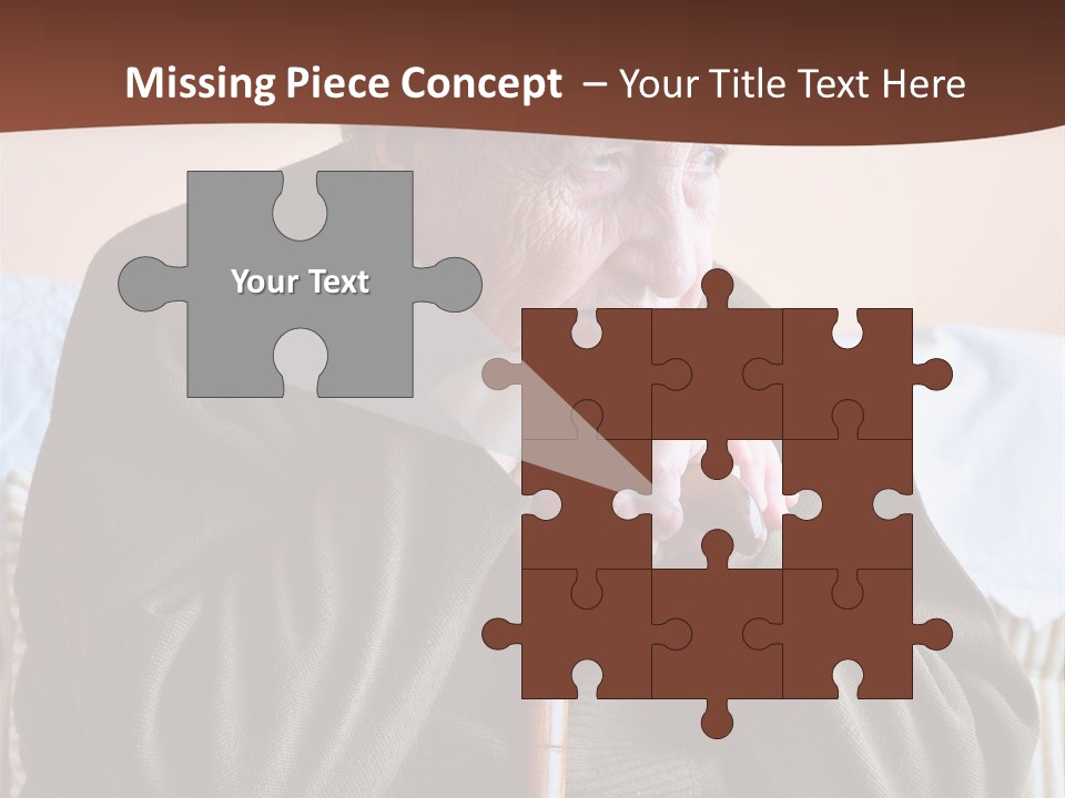 An Elderly Woman Sitting On A Couch With A Cane PowerPoint Template