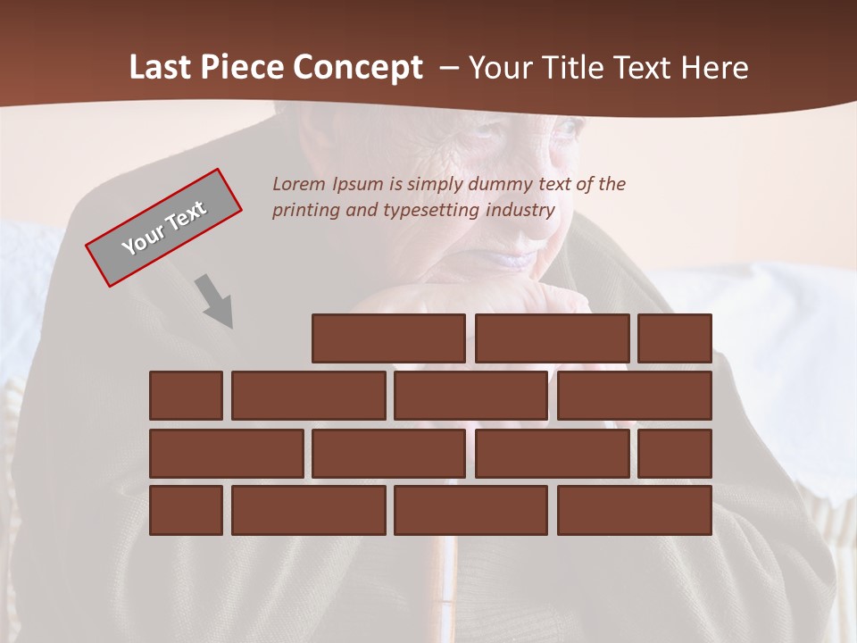 An Elderly Woman Sitting On A Couch With A Cane PowerPoint Template