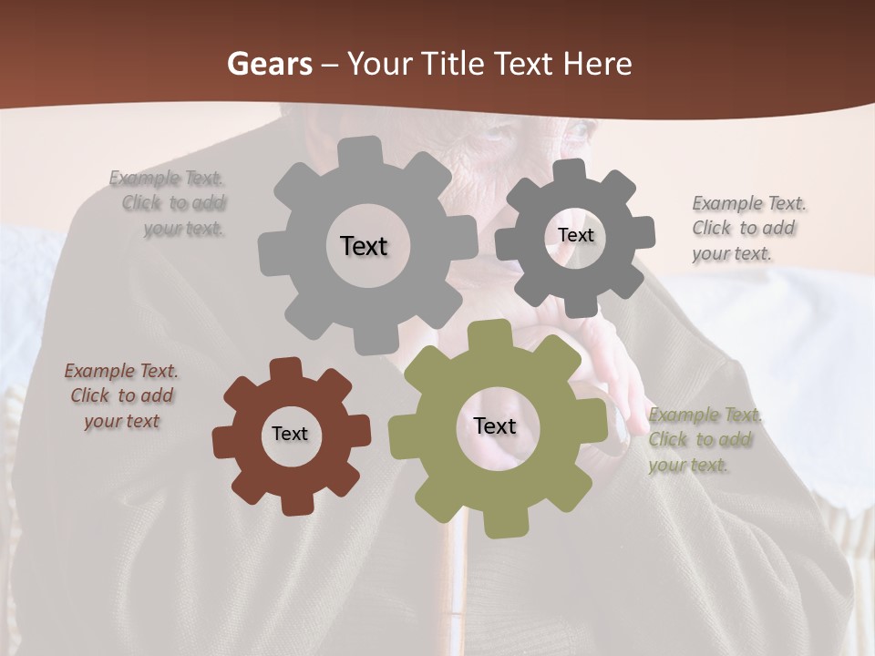 An Elderly Woman Sitting On A Couch With A Cane PowerPoint Template