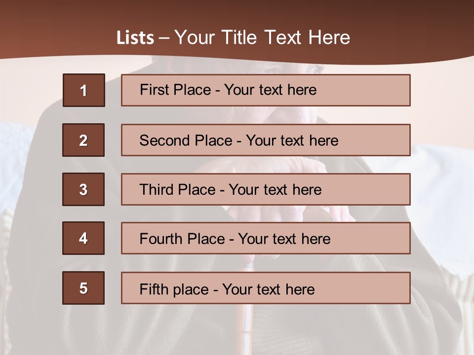 An Elderly Woman Sitting On A Couch With A Cane PowerPoint Template