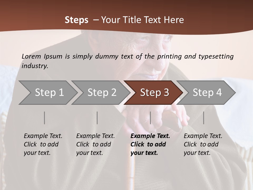 An Elderly Woman Sitting On A Couch With A Cane PowerPoint Template