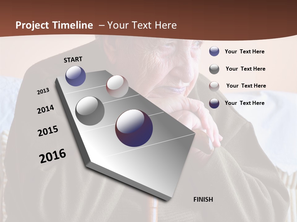 An Elderly Woman Sitting On A Couch With A Cane PowerPoint Template