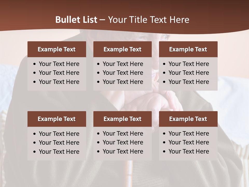 An Elderly Woman Sitting On A Couch With A Cane PowerPoint Template