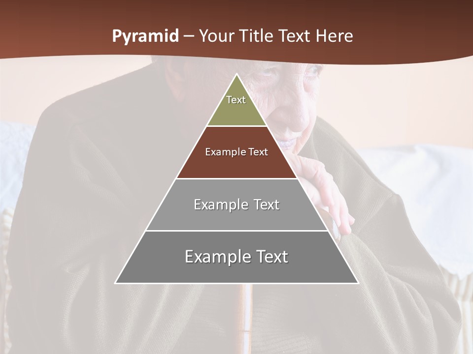 An Elderly Woman Sitting On A Couch With A Cane PowerPoint Template