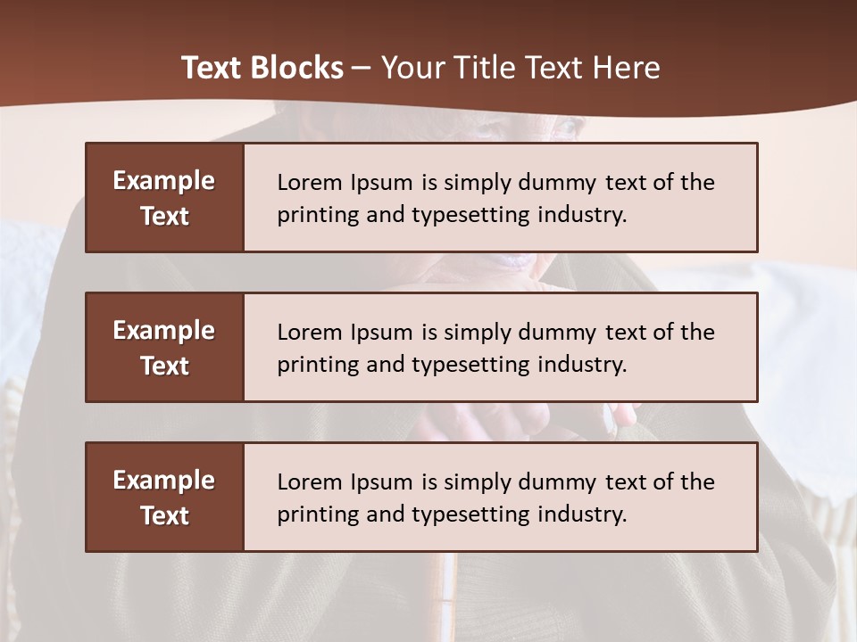 An Elderly Woman Sitting On A Couch With A Cane PowerPoint Template
