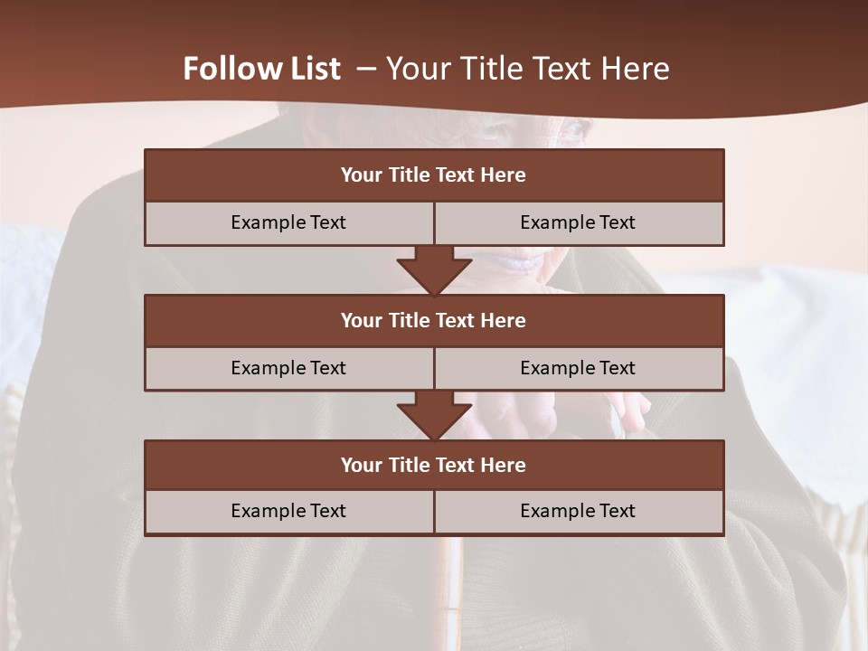 An Elderly Woman Sitting On A Couch With A Cane PowerPoint Template