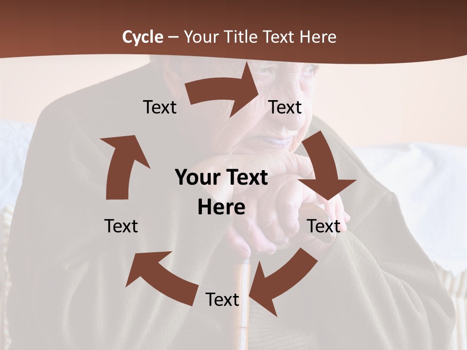 An Elderly Woman Sitting On A Couch With A Cane PowerPoint Template