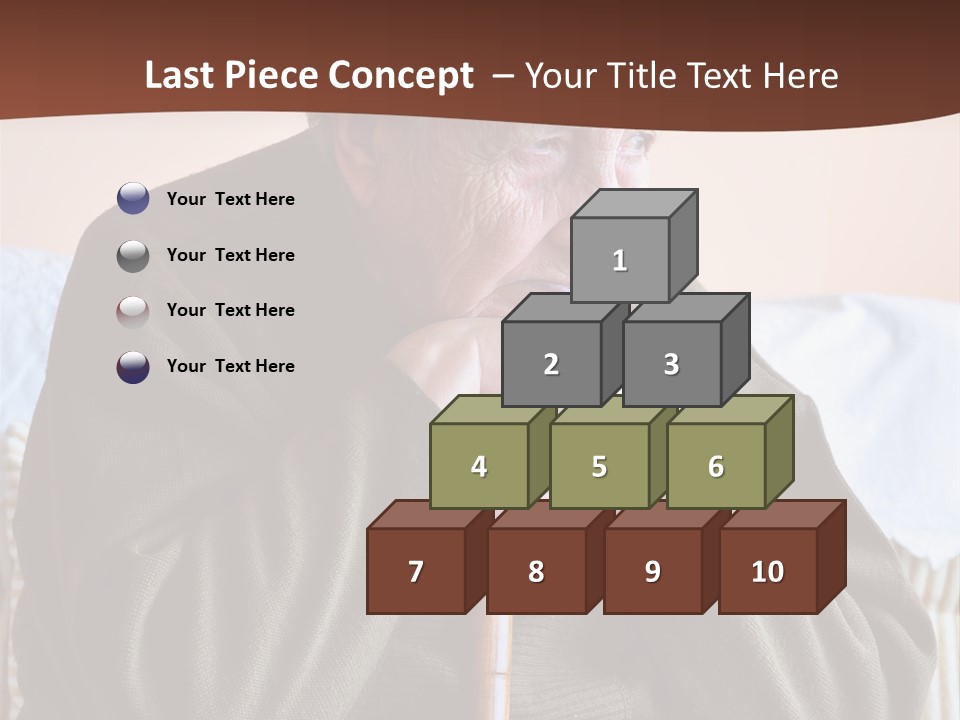 An Elderly Woman Sitting On A Couch With A Cane PowerPoint Template