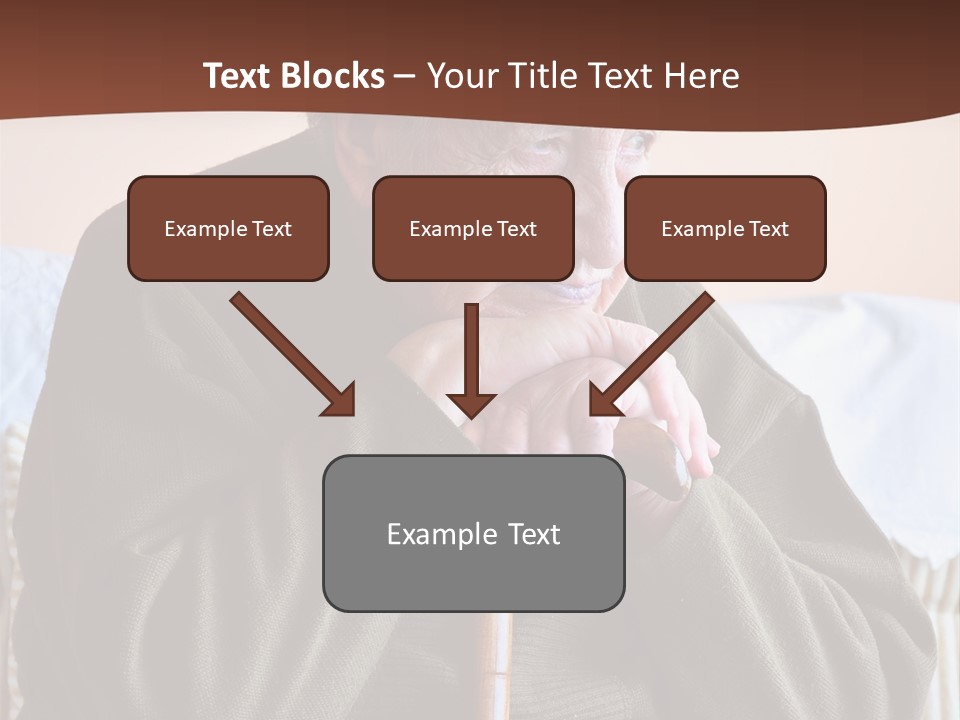 An Elderly Woman Sitting On A Couch With A Cane PowerPoint Template