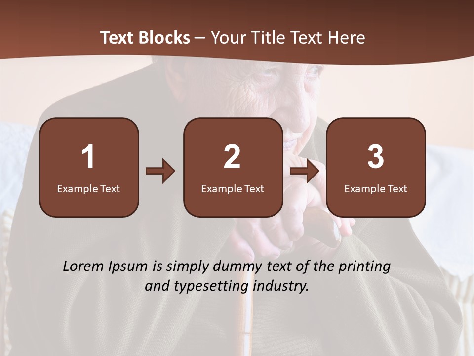 An Elderly Woman Sitting On A Couch With A Cane PowerPoint Template