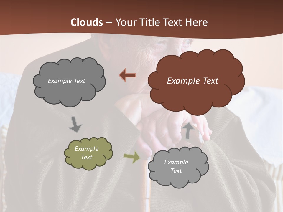 An Elderly Woman Sitting On A Couch With A Cane PowerPoint Template
