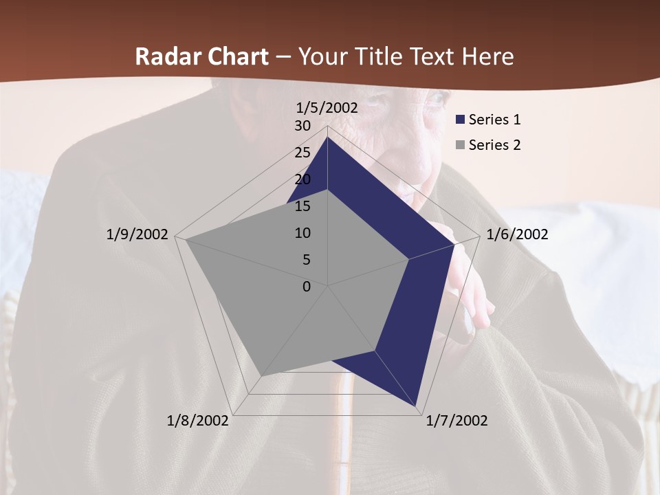 An Elderly Woman Sitting On A Couch With A Cane PowerPoint Template