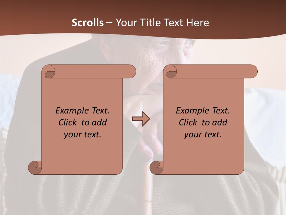 An Elderly Woman Sitting On A Couch With A Cane PowerPoint Template