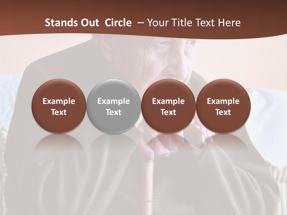 An Elderly Woman Sitting On A Couch With A Cane PowerPoint Template