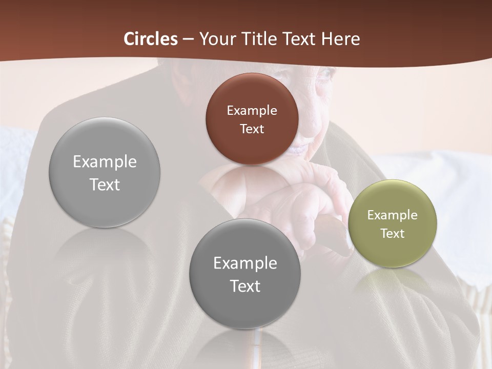 An Elderly Woman Sitting On A Couch With A Cane PowerPoint Template