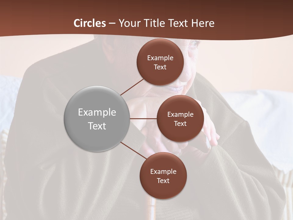 An Elderly Woman Sitting On A Couch With A Cane PowerPoint Template