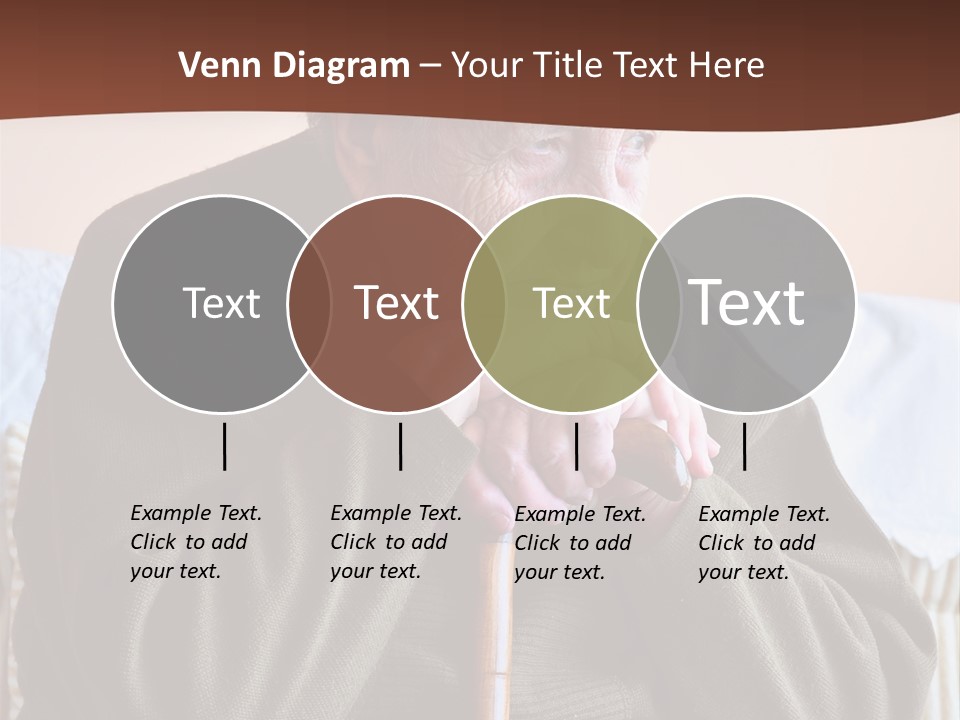 An Elderly Woman Sitting On A Couch With A Cane PowerPoint Template