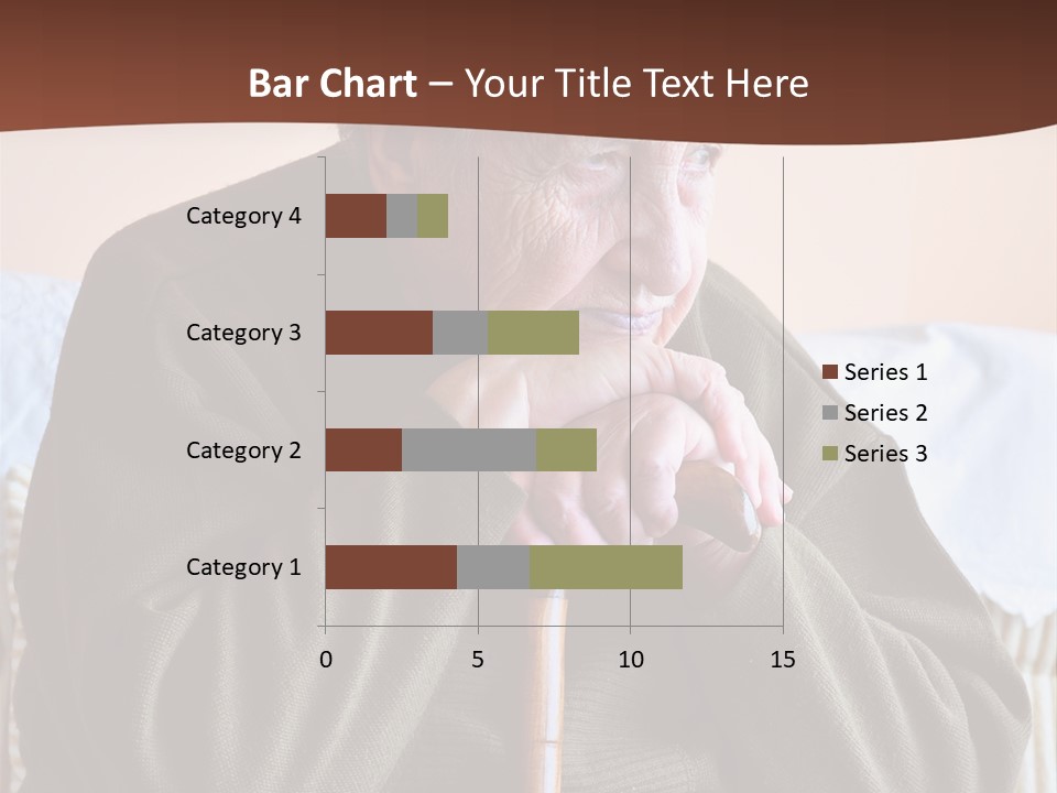An Elderly Woman Sitting On A Couch With A Cane PowerPoint Template