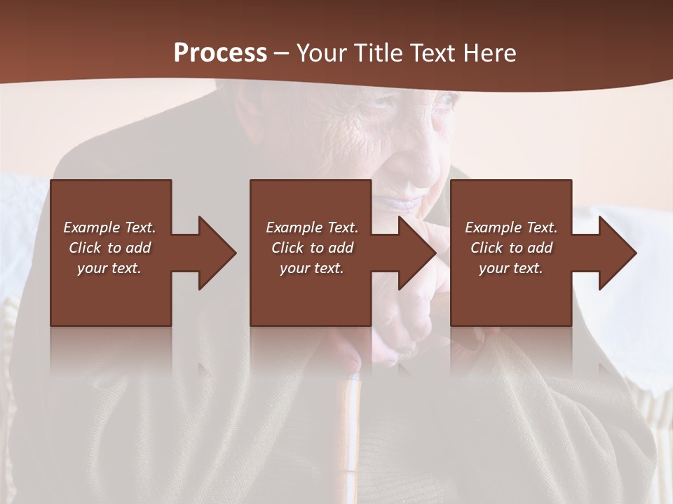 An Elderly Woman Sitting On A Couch With A Cane PowerPoint Template
