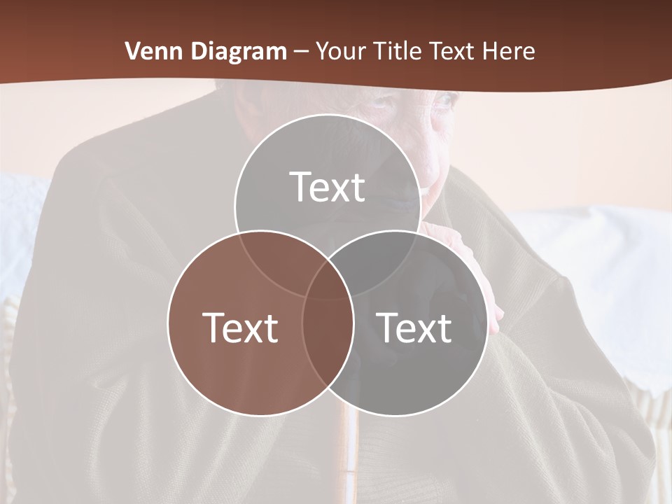 An Elderly Woman Sitting On A Couch With A Cane PowerPoint Template