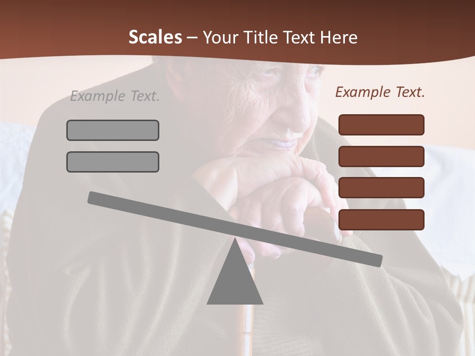 An Elderly Woman Sitting On A Couch With A Cane PowerPoint Template