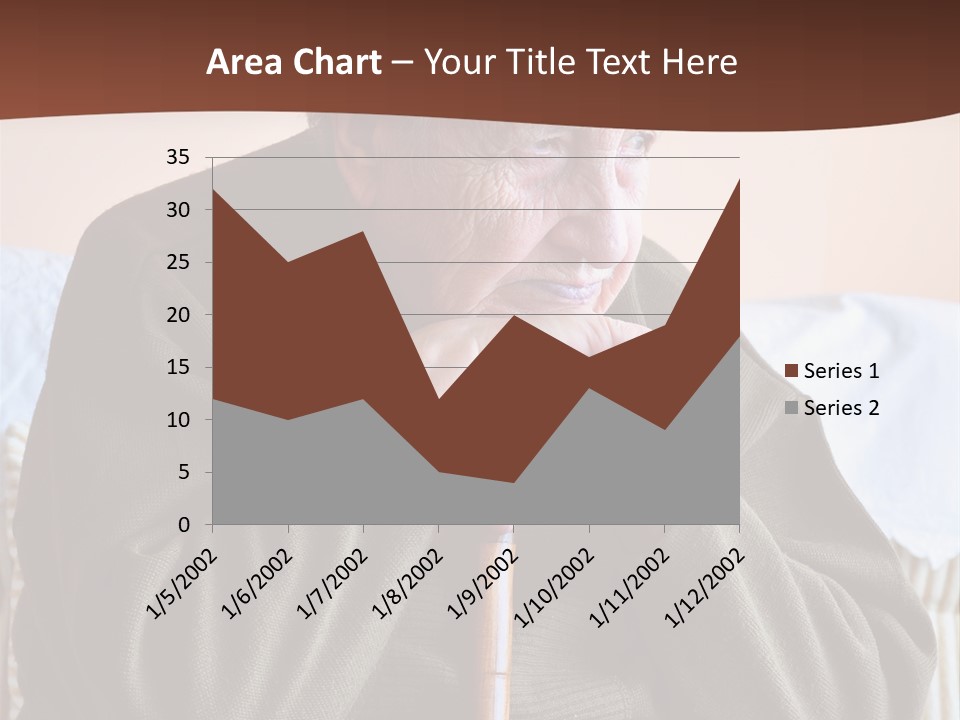 An Elderly Woman Sitting On A Couch With A Cane PowerPoint Template