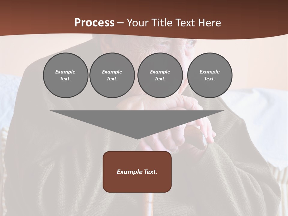 An Elderly Woman Sitting On A Couch With A Cane PowerPoint Template