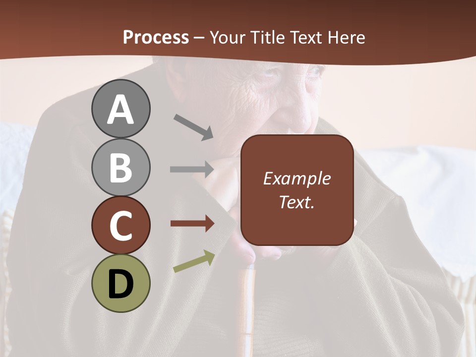 An Elderly Woman Sitting On A Couch With A Cane PowerPoint Template