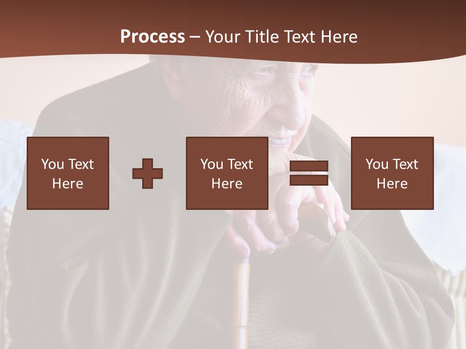 An Elderly Woman Sitting On A Couch With A Cane PowerPoint Template