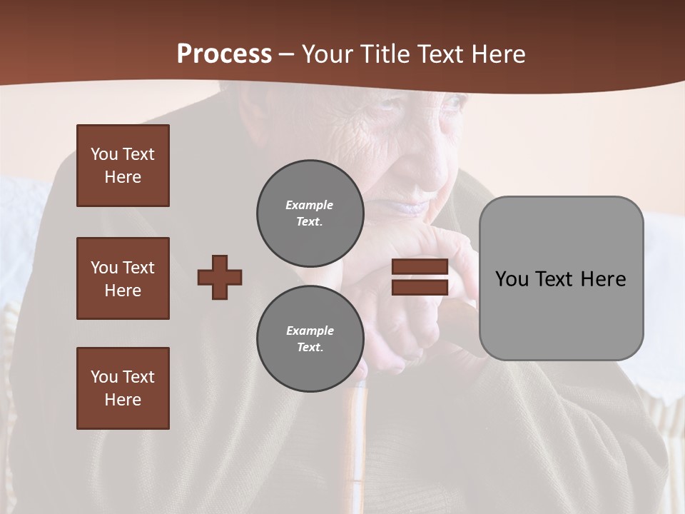 An Elderly Woman Sitting On A Couch With A Cane PowerPoint Template