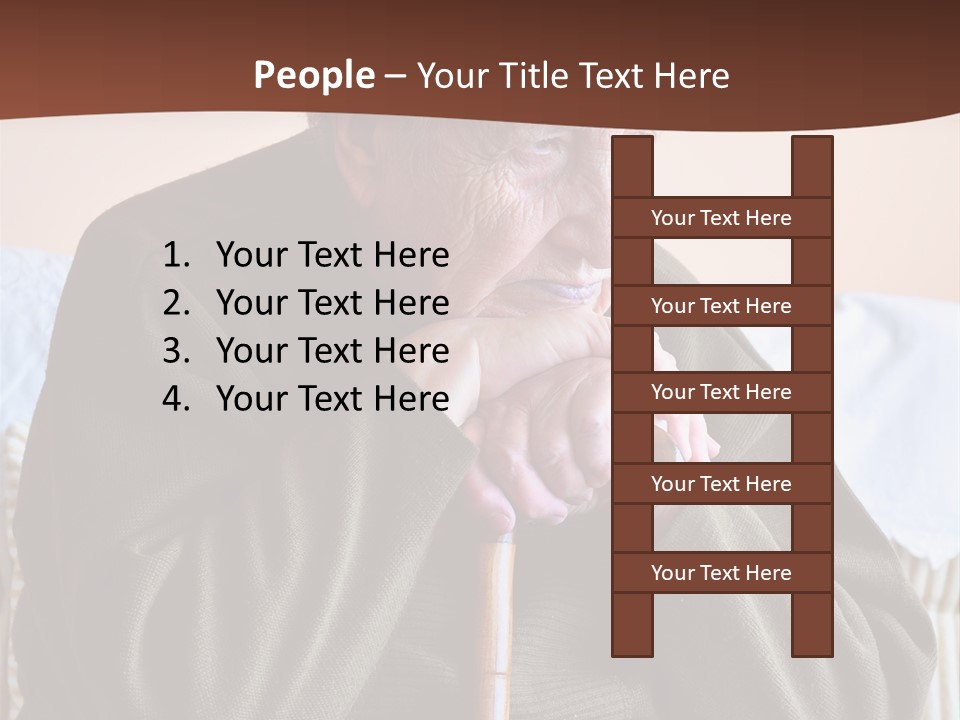 An Elderly Woman Sitting On A Couch With A Cane PowerPoint Template