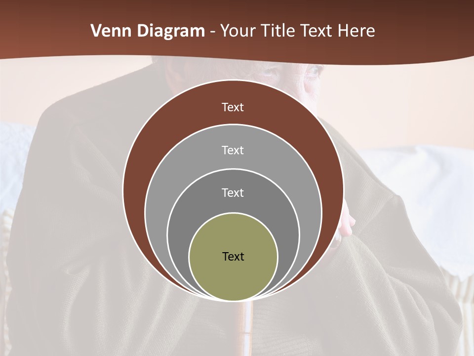An Elderly Woman Sitting On A Couch With A Cane PowerPoint Template