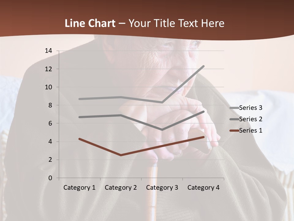 An Elderly Woman Sitting On A Couch With A Cane PowerPoint Template